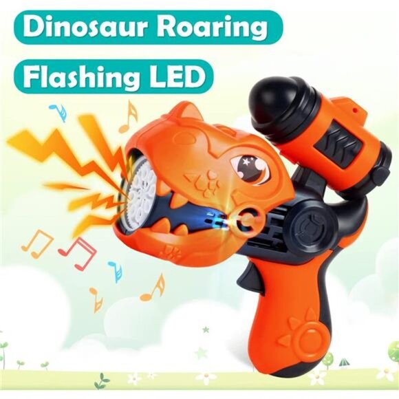 Dinosaur Bubble Gun Blaster for Kids, Bubble Maker with LED Light and Sound - Picture 5 of 6